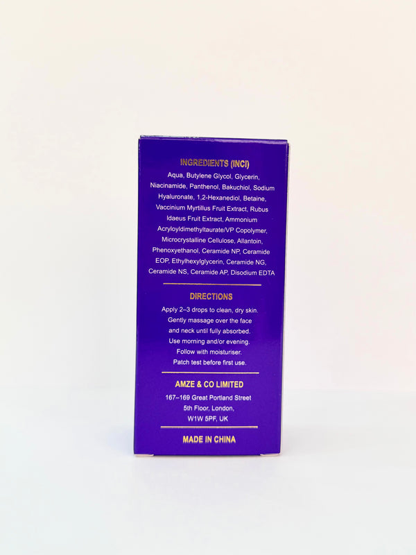 AMZE Firming Serum 30 ml – packaging ingredients and directions