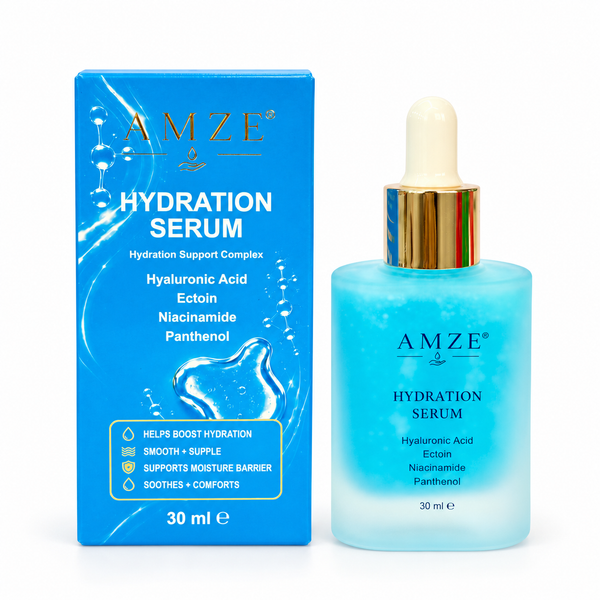 AMZE Hydration Serum 30 ml – bottle and box, front view